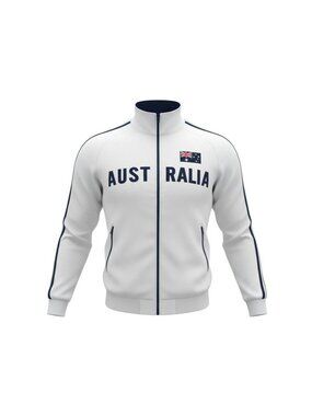 Australia White Full-Zip Jacket Flag & Text Design - XL - Mens Sportswear